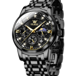 OLEVS Watch With a Black And Gold Design