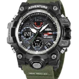 VDA Adventure Watch With a Black Dial And An Olive Green Strap