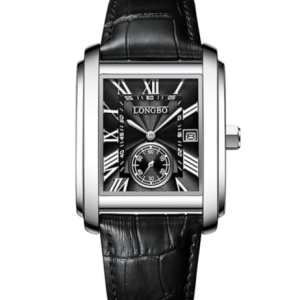 Longbo Watch With a Black Leather Strap And Black Dial