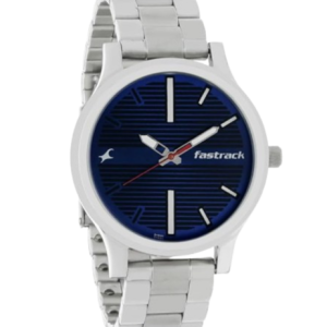 Fastrack Stainless Steel Watch With a Silver Bracelet And Blue Dial