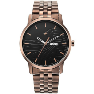 Fastrack Rose Gold Stainless Steel Bracelet Watch With a Black Dial