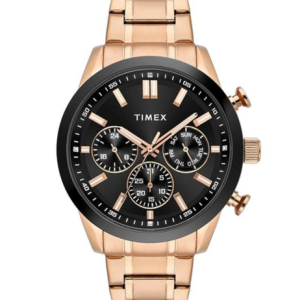 Timex Watch With a Rose Gold Strap And Black Dial