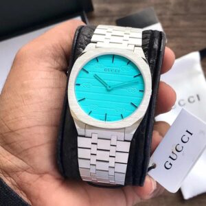 GUCCI 25H 38mm Stainless Steel Quartz Ocean Blue Dial Mens Watch