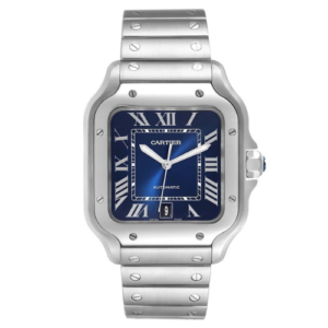 Cartier Santos XL Blue Dial Steel Mens Watch