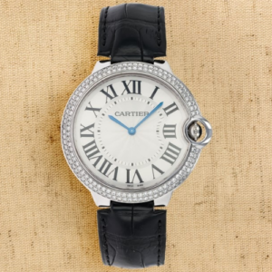 Cartier Ballon Black White Dial Black Strap Swiss Eta