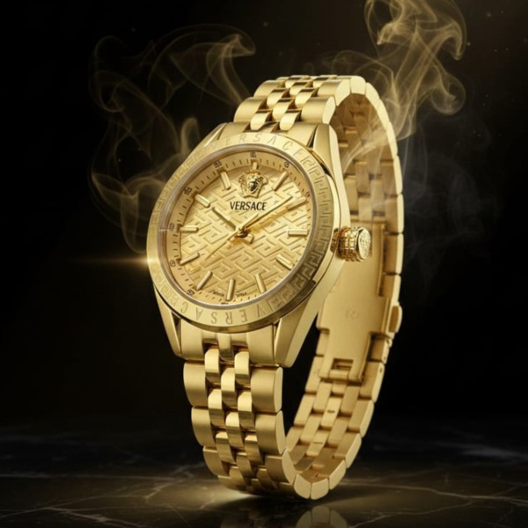 Versace Watch in a Classic Gold Aesthetic