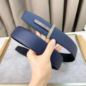 Fendi Belt with a Dark Blue Color and a Metallic Clasp