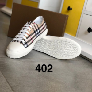 Burberry Sneakers with a Beige and Black Check Pattern