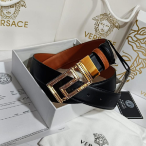 Versace Belt with a Black and Brown Pattern