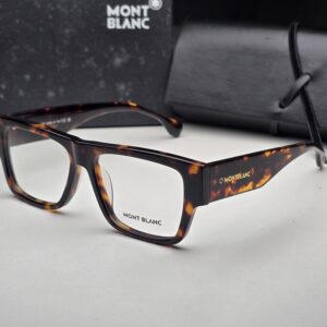 Mont Blanc Sunglasses Square Frame Acetate in Tortoiseshell Brown With Clear Lenses