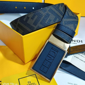 Fendi Belt with a Blue and Gray Pattern