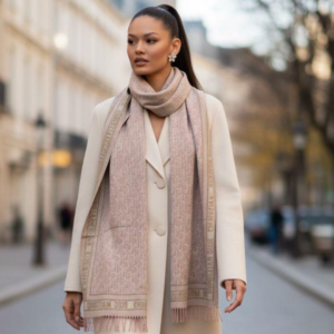 Christian Dior Woven Stole in Soft Blush Pink and Beige Tones