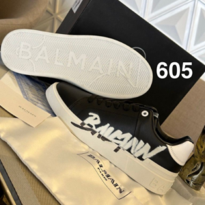 Balmain Sneakers in Black and White with Logo Detailing