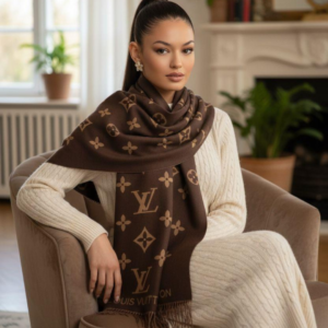 Louis Vuitton Stole With a Brown and Beige Pattern