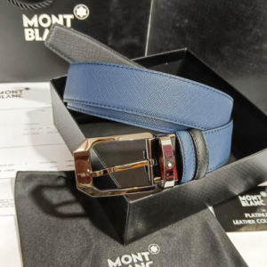 Montblanc Belt with a Blue and Gray Design