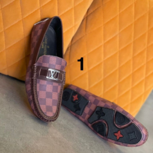 Louis Vuitton Loafers with a Brown Checkered Pattern