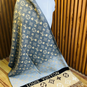Louis Vuitton Stole With a Blue And Cream Monogram Pattern