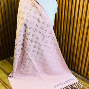 Louis Vuitton Stole With a Soft Pink And Light Gray Monogram Pattern