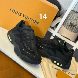 Louis Vuitton Sneakers with a Black and Gray Floral Pattern