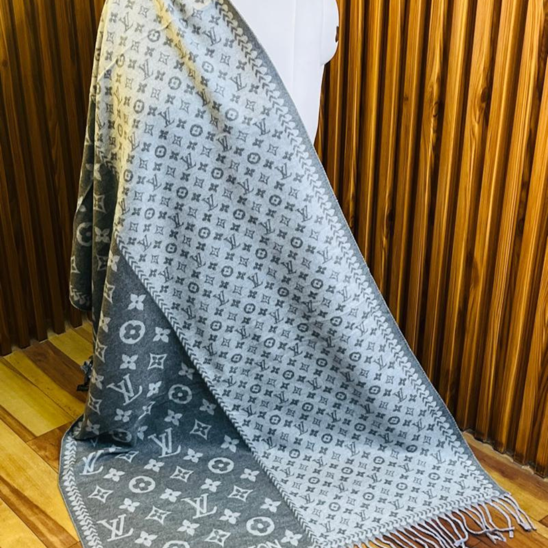 Louis Vuitton Stole With a Gray and Light Gray Monogram Pattern