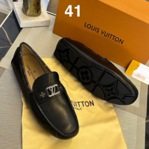 Louis Vuitton Loafers with a Black Leather Pattern