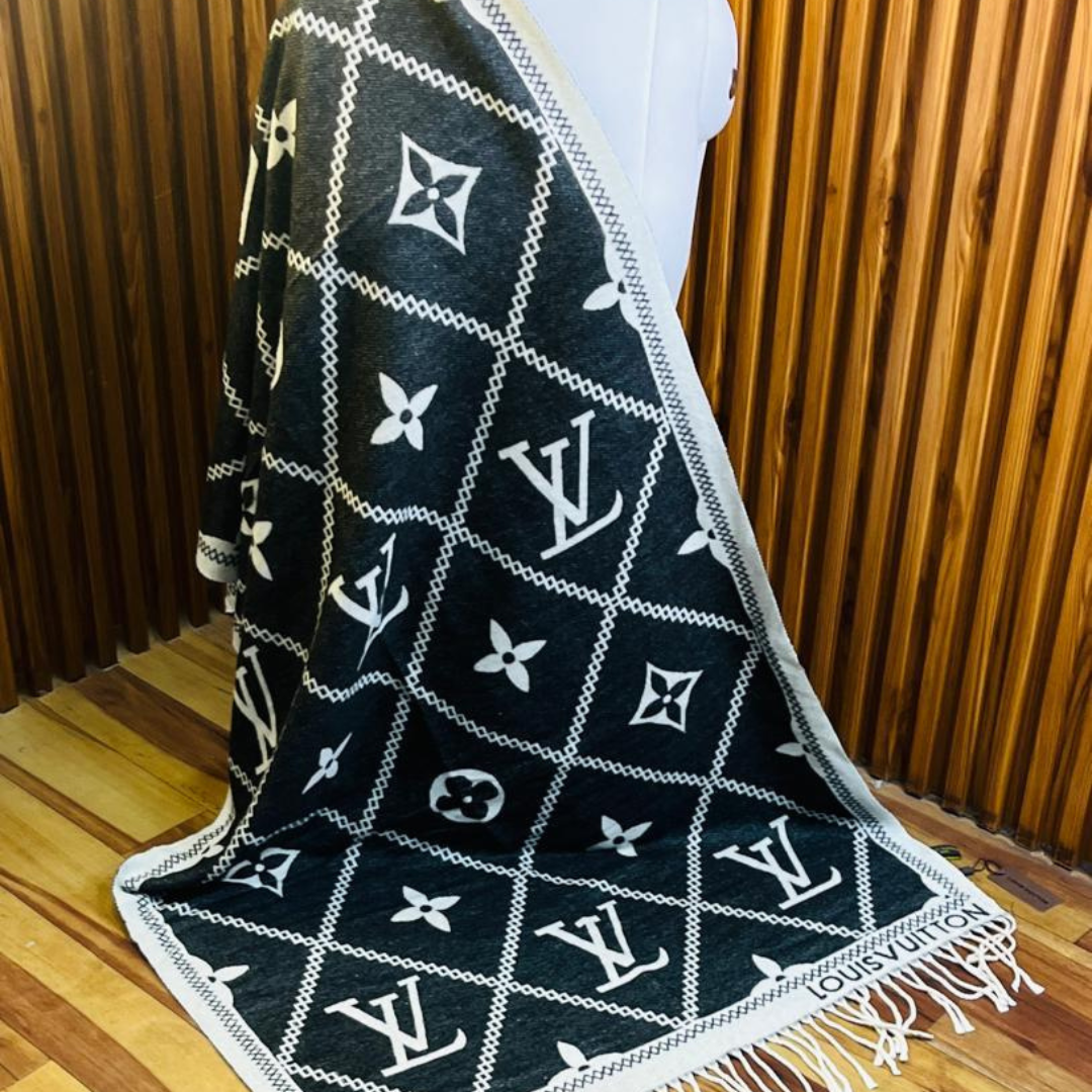 Louis Vuitton Stole With a Black And White Pattern