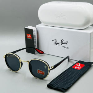 Ray-Ban Round Frame Metal Sunglasses with Black-Tinted Lenses