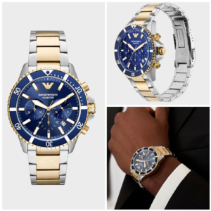 Emporio Armani Chronograph Two Tone Mens Watch