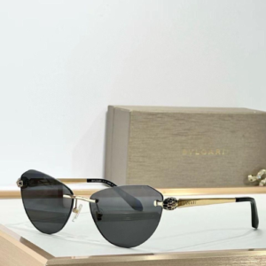 Bvlgari Cat-Eye Rimless Sunglasses with Dark Grey Lenses