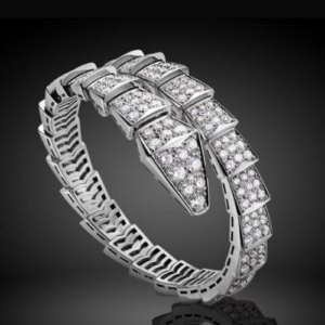 Bvlgari Serpenti Bracelet in Silver Tone Metal with Clear Crystal Embellishments