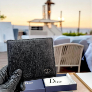 Dior Black Wallet with a Silver Logo