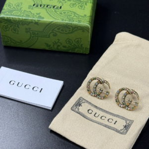 Gucci Logo Earrings with Multi Colored Crystals
