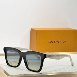 Louis Vuitton Square Sunglasses with Gradient Grey Lenses and Marble White Temples