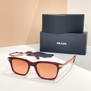 Prada Rectangular Acetate with Rose-Tinted Lenses Sunglasses
