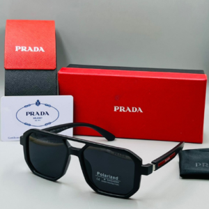 Prada Geometric Frame Acetate Sunglasses with Black-Tinted Lenses