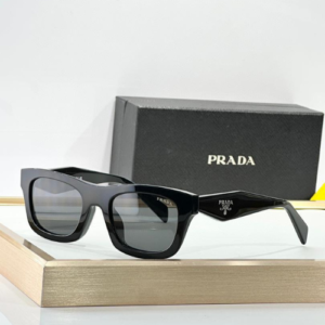 Prada Square Frame Sunglasses with Grey Translucent Frames and Grey Tinted Lenses