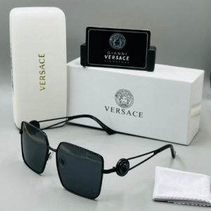 Versace Square-Frame Metal Sunglasses with Black-Tinted Lenses