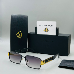 Maybach Square Frame Metal Acetate Sunglasses with Gradient Grey-Tinted Lenses