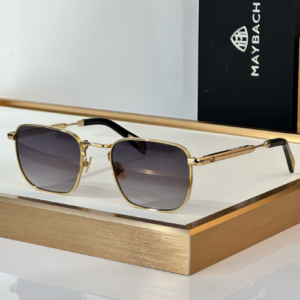 Maybach Gold-Tone Square Frame Sunglasses with Gradient Gray Lenses